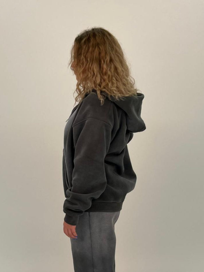 Vintage Fade Zip-Hoodie Dunkelgrau